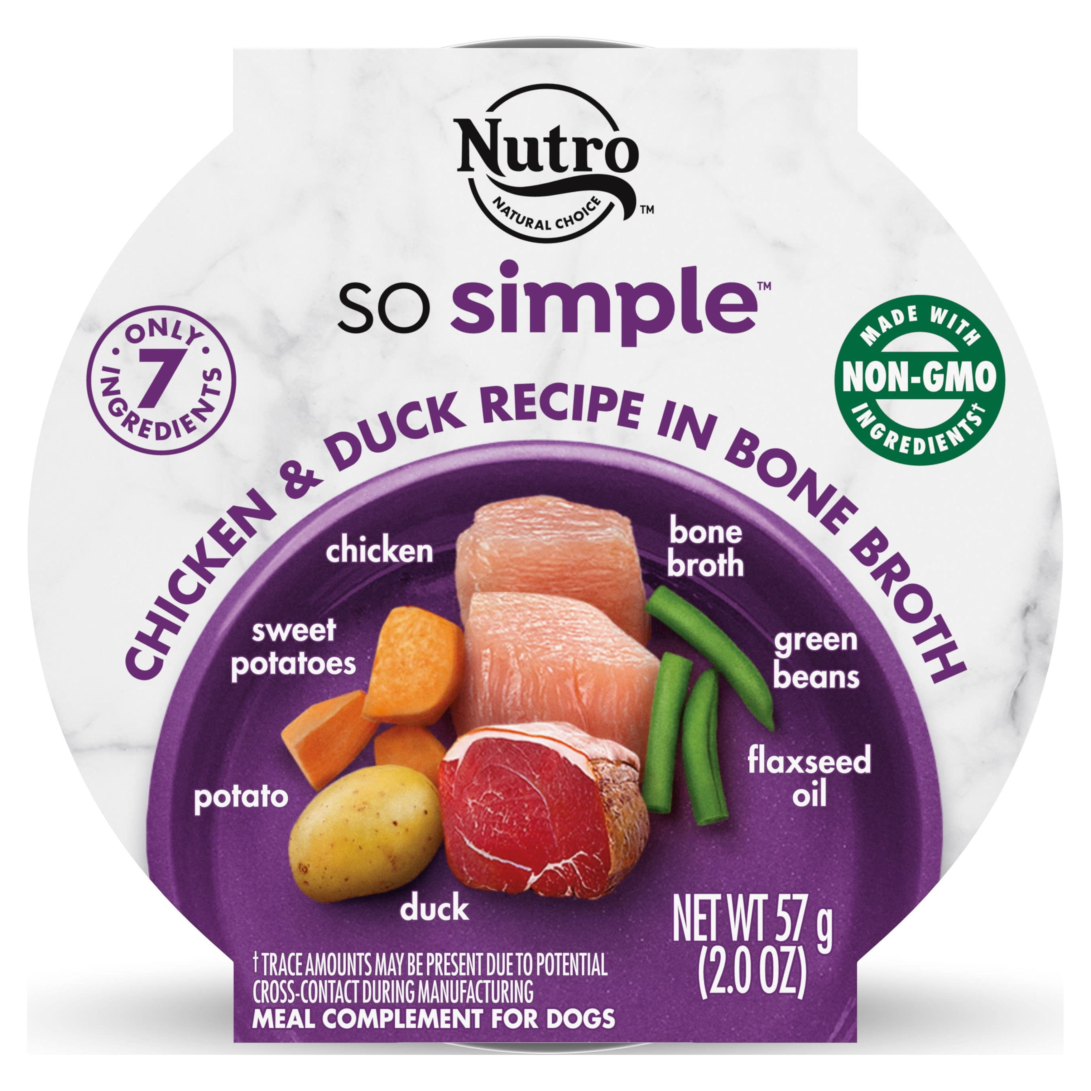 Nutro So Simple Meal Complement Adult Wet Dog Food Chicken Duck Recipe in Bone Broth 2 oz Tub Walmart