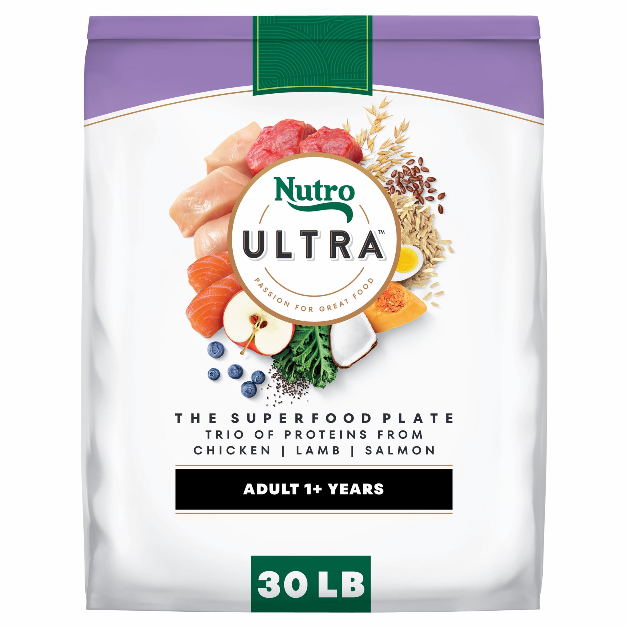 Nutro Ultra Adult Dry Dog Food with a Trio of Proteins from Chicken, Lamb and Salmon, 30 lb Bag
