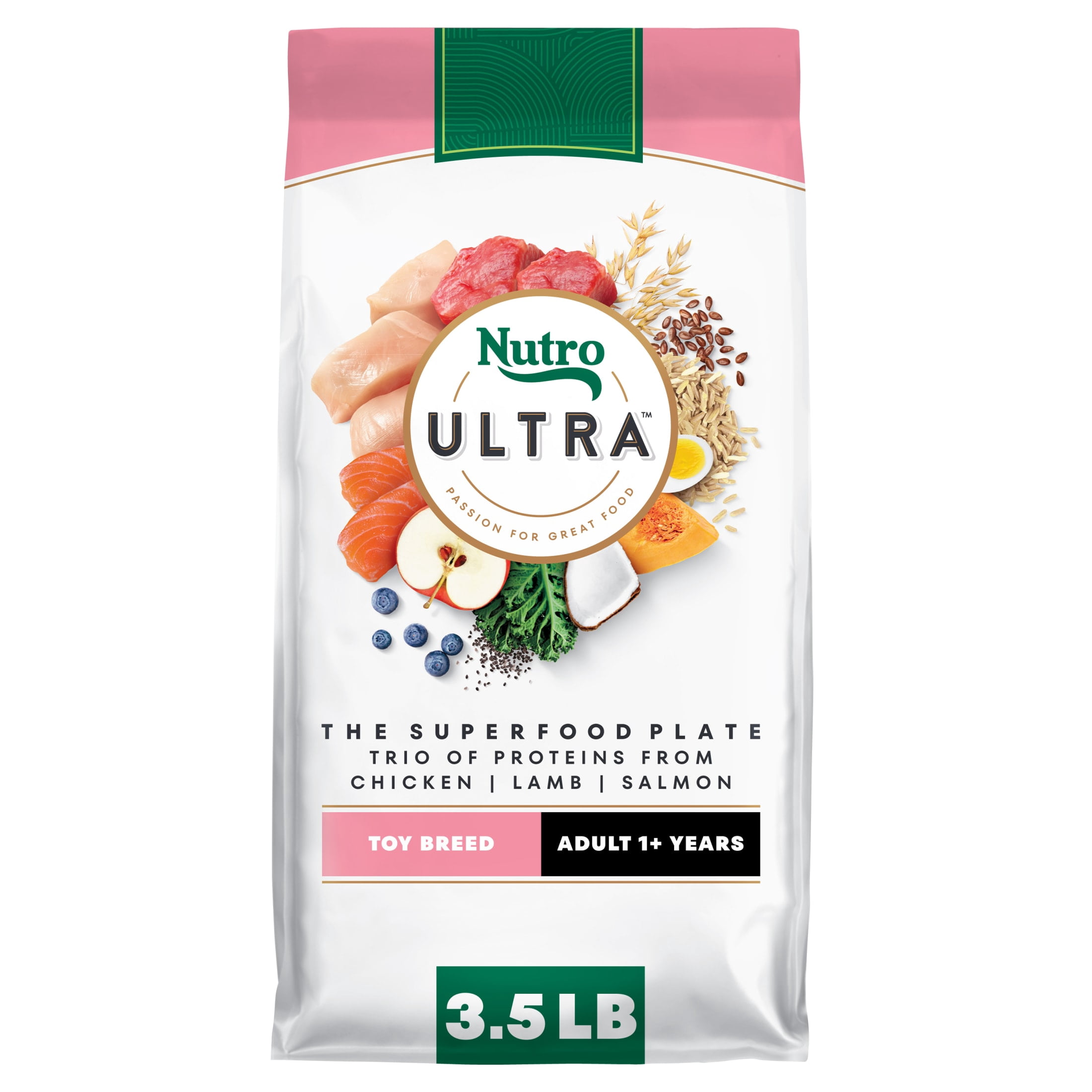 Nutro Ultra Adult Toy Breed Dry Dog Food, Trio of Proteins from Chicken, Lamb and Salmon, 3.5 lb Bag