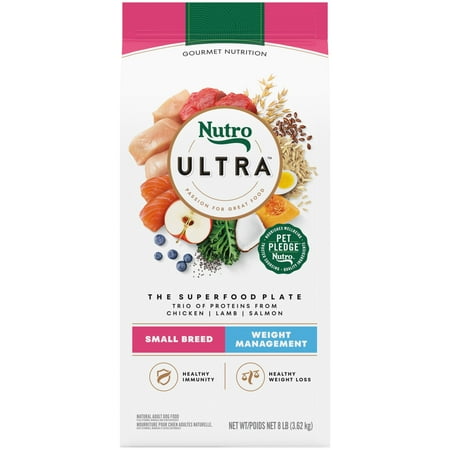 Nutro Ultra Adult Weight Management Small Breed Dry Dog Food, Chicken, Lamb And Salmon, 8 Lb Bag