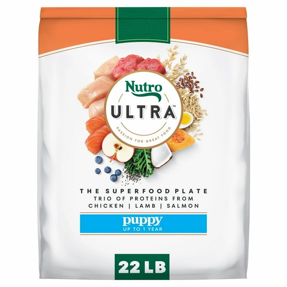 Nutro Ultra High Protein Dry Puppy Food, Trio of Proteins from Chicken, Lamb and Salmon, 22 lb Bag