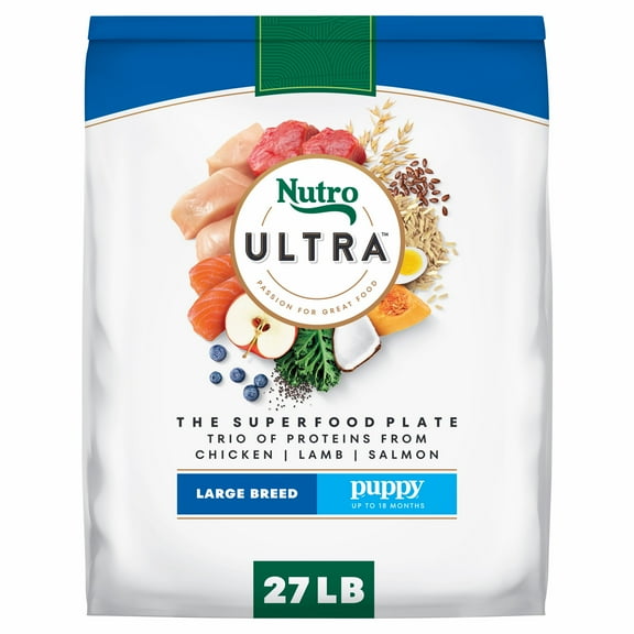 Nutro Ultra Large Breed Puppy Dry Dog Food, Chicken, Lamb and Salmon Protein Trio, 27 lb Bag