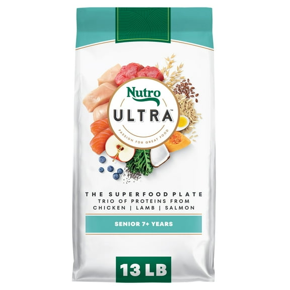 Nutro Ultra Senior Dry Dog Food with a Trio of Proteins from Chicken, Lamb and Salmon, 13 lb Bag