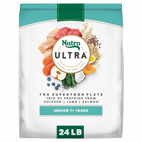 Nutro Ultra Senior Dry Dog Food with a Trio of Proteins from Chicken, Lamb and Salmon, 24 lb Bag