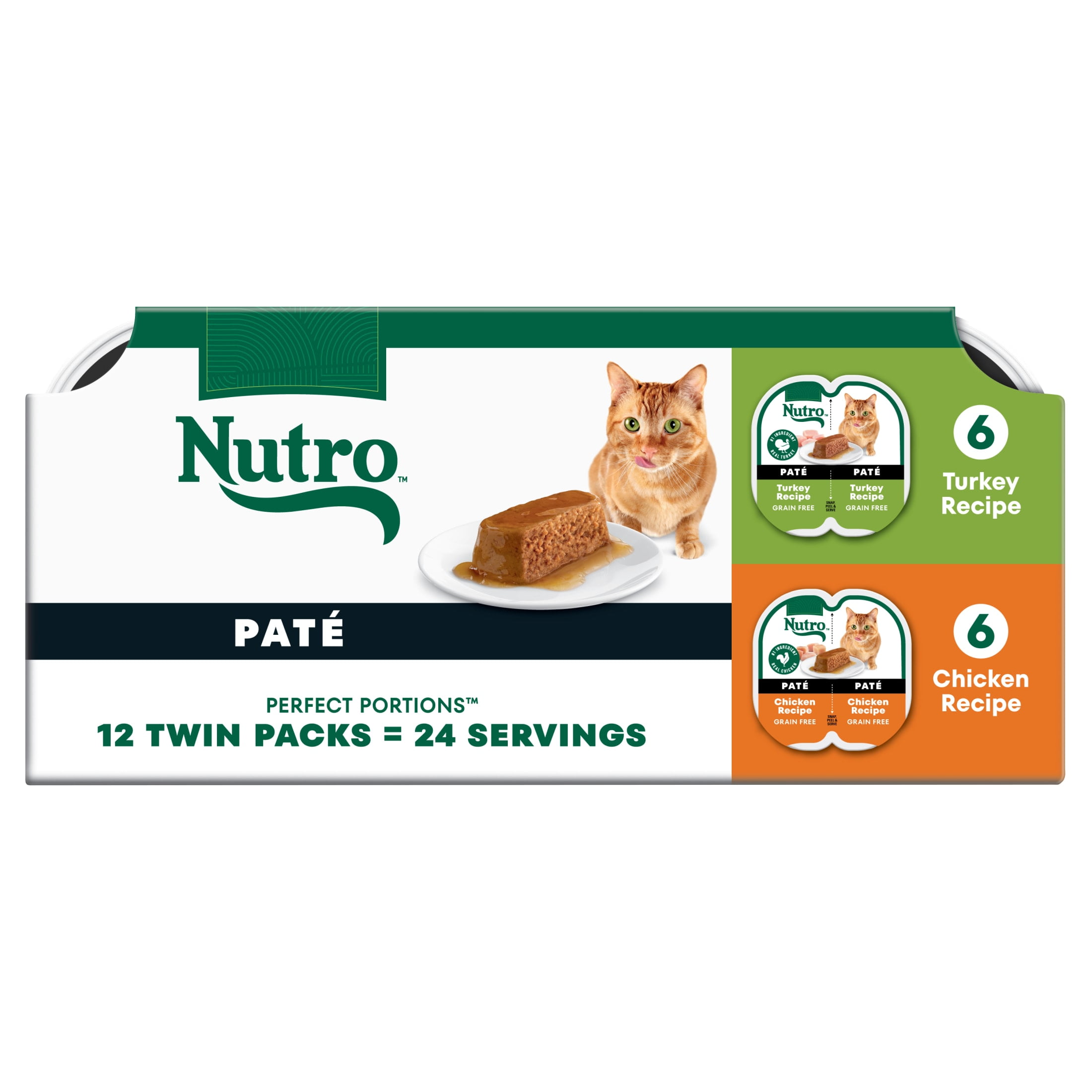 Nutro Wet Cat Food Pate MultiPack: Chicken Recipe & Turkey Recipe (12) 2.64 oz. Trays