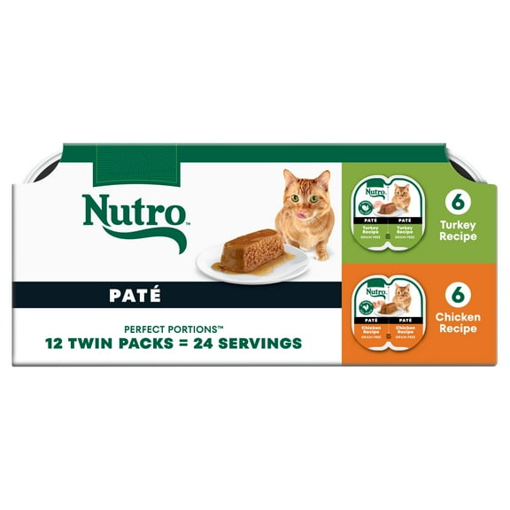 Nutro Wet CatFoodPate MultiPack: Chicken Recipe & Turkey Recipe (12) 2.64 oz. Trays