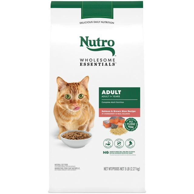 Nutro Wholesome Essentials Adult Dry Cat Food, Salmon & Brown Rice Recipe, 5 Lbs.