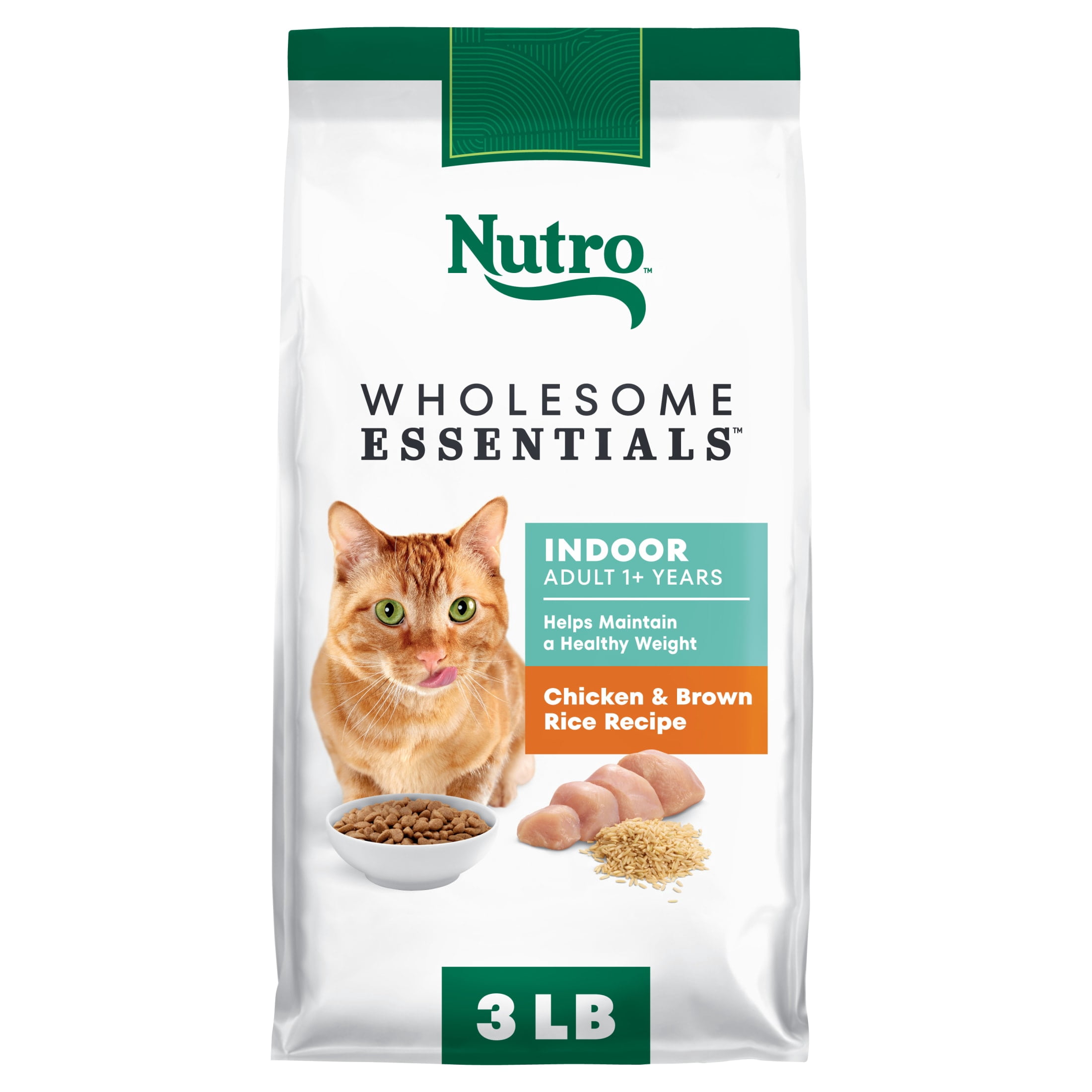 Nutro Wholesome Essentials Indoor Dry Cat Food, Chicken & Brown Rice Recipe, 3 lbs.