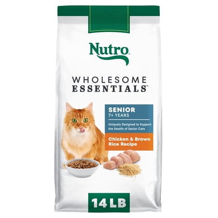 Nutro Wholesome Essentials Chicken & Brown Rice Recipe Senior Dry Cat Food, 14-lb bag