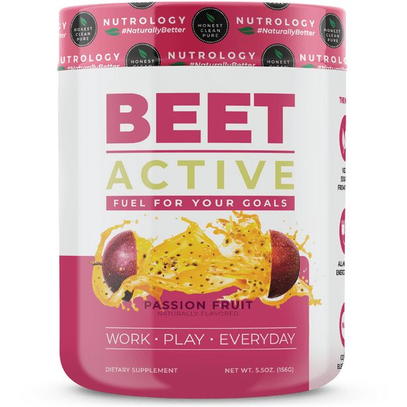 Nutrology - Beet Active Vegan Pre Workout Tub - Passion Fruit - 30 Servings