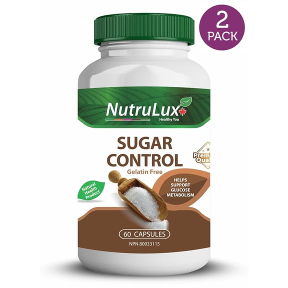 NutruLux Sugar Control (200 mg Gymnema) Halal Vegan Gelatin-Free Capsules - Blood Sugar Support Supplement - Glucose Level Management - Essential Nutrient - Daily Sugar Control 120 Capsules(Pack of 2)