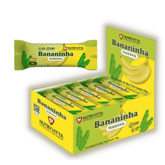 Nutryvitta Banana Fruit Bars Brazilian Bananinha Snack Vegan Gluten Free Energy Bars 24 Count