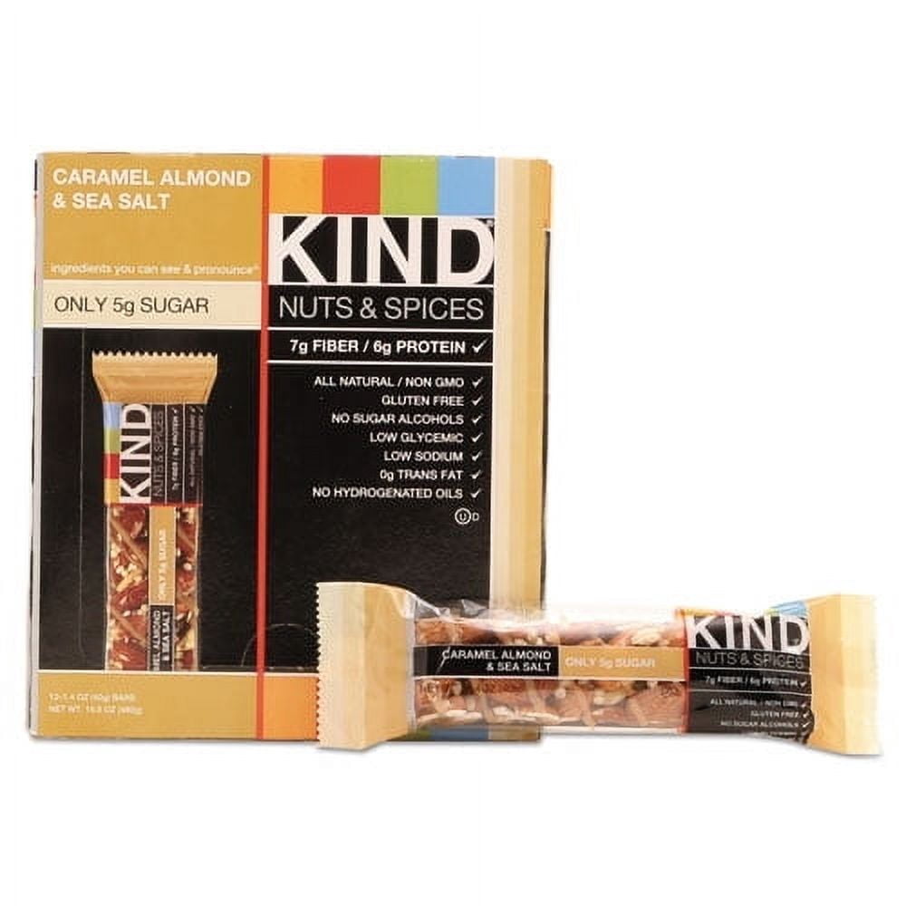 Nuts And Spices Bar, Caramel Almond And Sea Salt, 1.4 Oz Bar, 12/box | Bundle of 10 Boxes