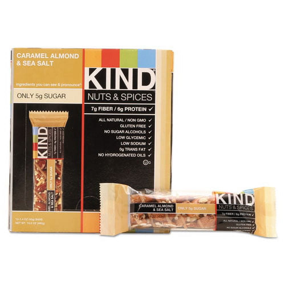 Nuts And Spices Bar, Caramel Almond And Sea Salt, 1.4 Oz Bar, 12/box | Bundle of 2 Boxes