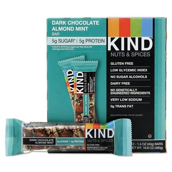Nuts And Spices Bar, Dark Chocolate Almond Mint, 1.4 Oz Bar, 12/box | Bundle of 10 Boxes