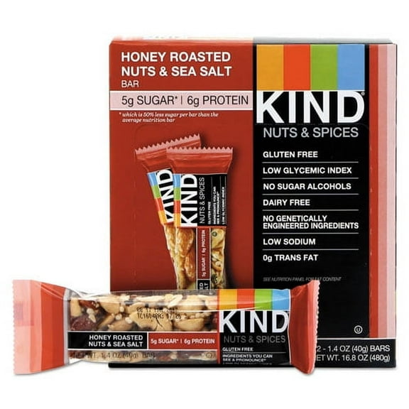 Nuts And Spices Bar, Honey Roasted Nuts/sea Salt, 1.4 Oz Bar, 12/box | Bundle of 2 Boxes