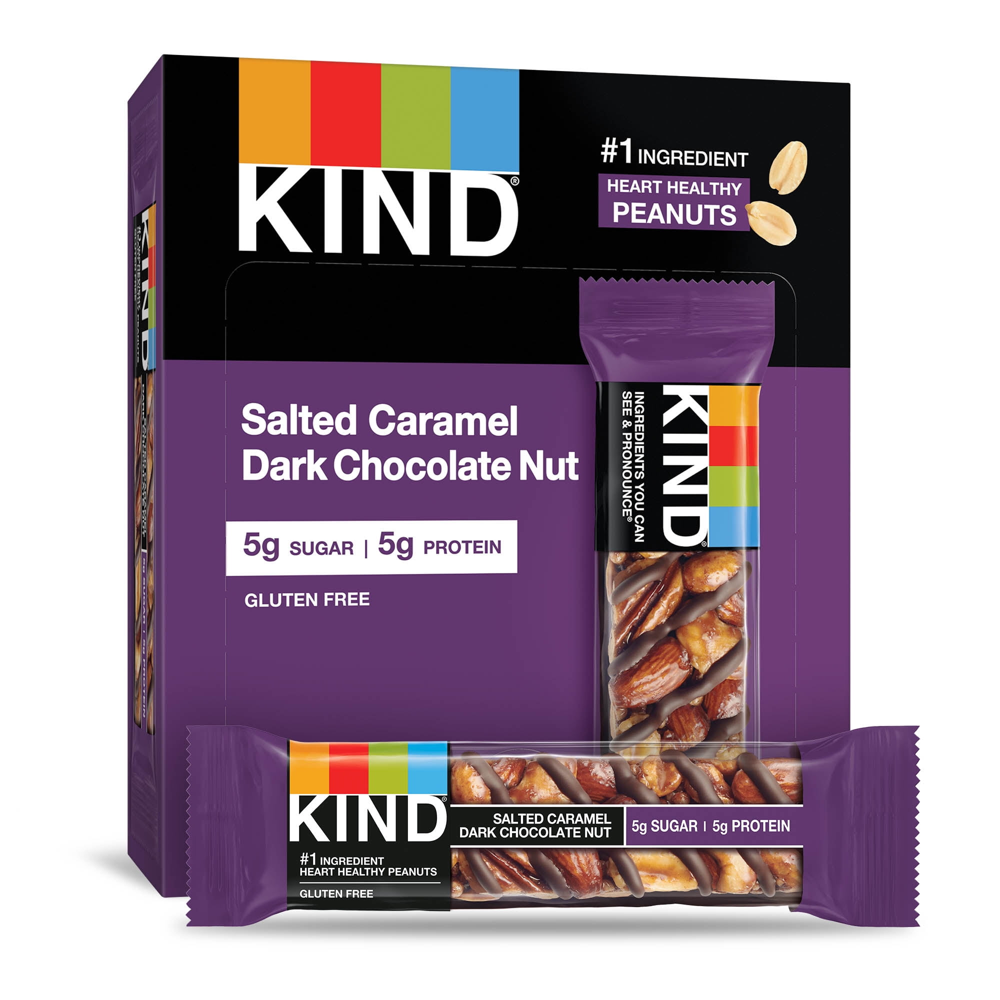 Nuts And Spices Bar, Salted Caramel And Dark Chocolate Nut, 1.4 Oz, 12/pack | Bundle of 5 Packs