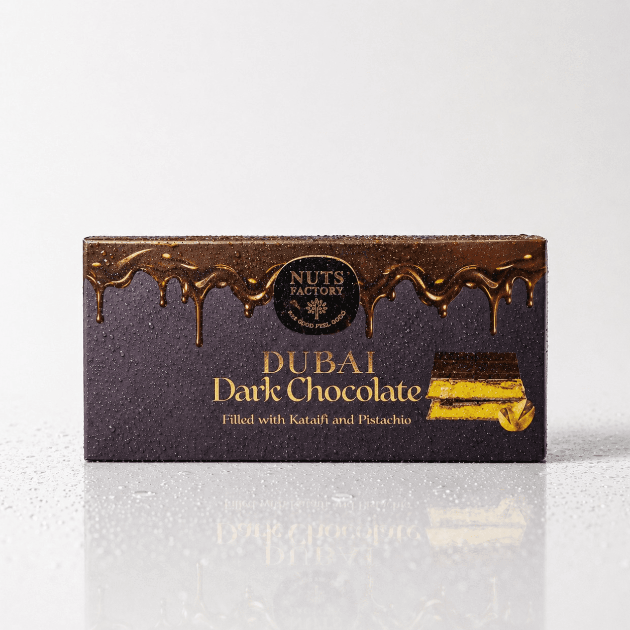 Nuts Factory Dubai Style Dark Chocolate Bars with Pistachio Cream & Crispy Kataifi, Pack of 2 Large Bars – #1 Ranked Dubai Chocolate Bars in the World by CNBC