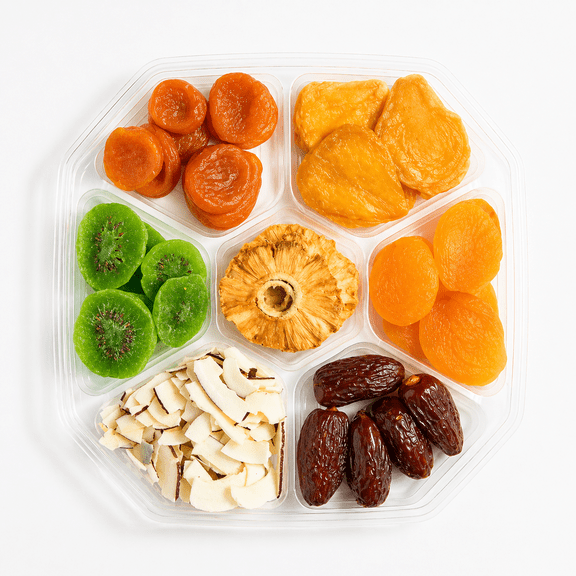 Nuts Factory Premium Dried Fruits Gift Box, 7-Section Variety Platter, Naturally Sweet Fruit Assortment for Gifting, Sharing, Care Packages, Snack Boards & Holidays