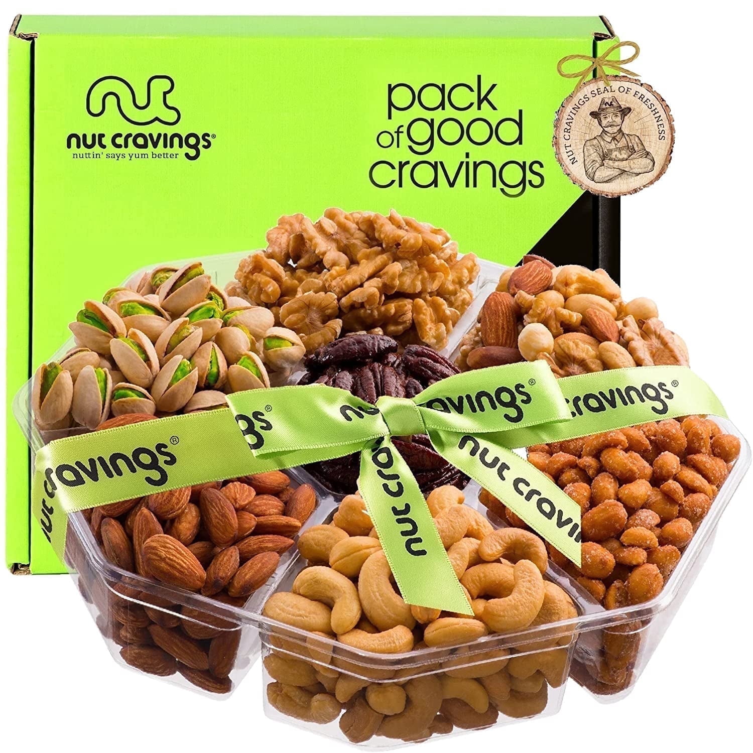 Nut Cravings Mixed Nuts Gift Basket, 7-Variety Gourmet Nut Assortment ...