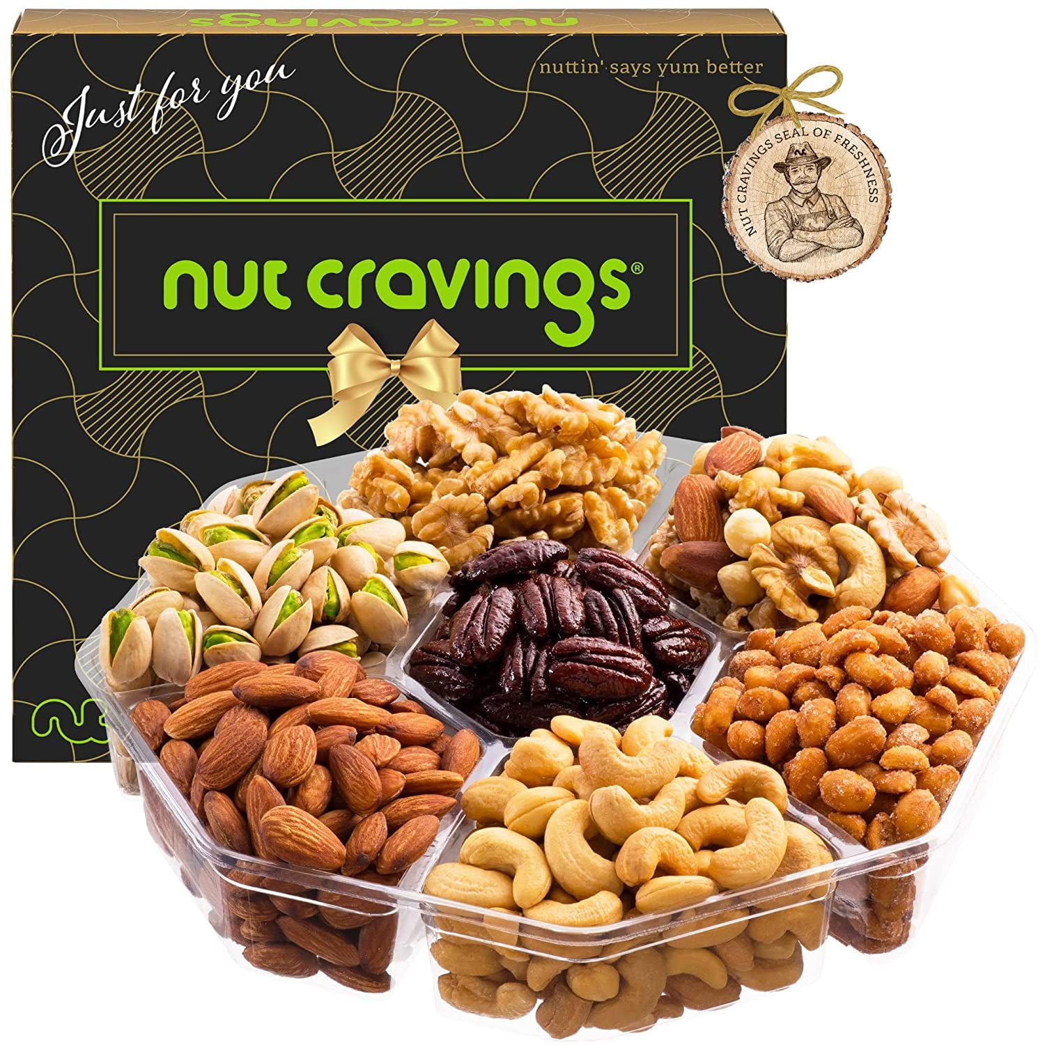 Nuts Gift Basket in Brown Box (7 Assortments, 2 LB) Premium Healthy