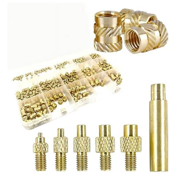 Nuts Threaded Inserts 360Pcs M2/M2.5/M3//M5/M6 Female Thread Metric Knurled Assortment Kit Brass Heat Set Insert