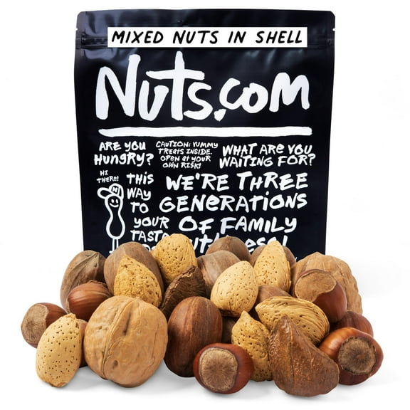 Nuts.com - Mixed Nuts OKA4in Shell - 2 Lb Bag, Healthy Snack Sampler, Includes Premium Walnuts, Almonds, Hazelnuts, Pecans & Brazil Nuts - Good Source of Protein, Fiber & Omega-3
