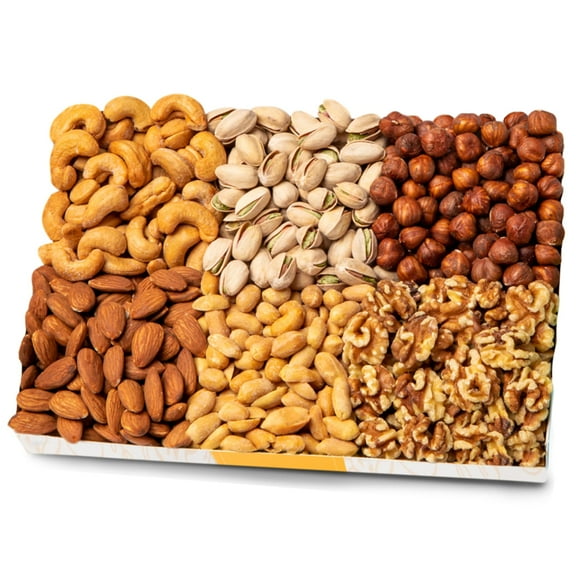 Nuts.com Nuts Assortment Tray Mixed Nut Sampler Box for Festive Gifts 2 lb Care Package Includes a Heart Healthy Variety of Cashews, Pecans, Pistachios & More