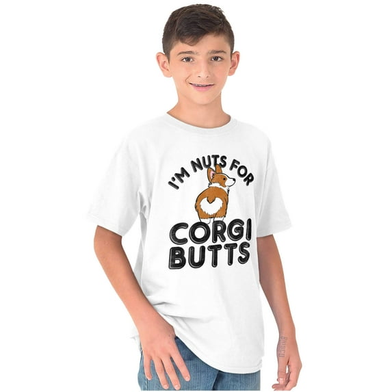 Nuts for Corgis Cute Dog Pets Lover Crewneck T Shirts Boy Girl Teen Brisco Brands L