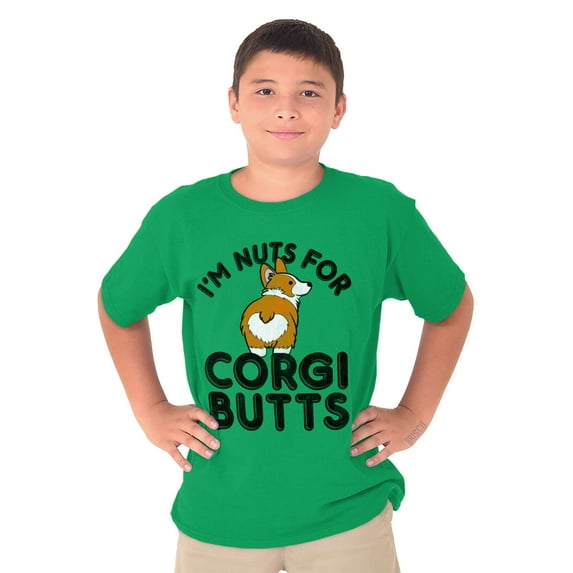 Nuts for Corgis Cute Dog Pets Lover Crewneck T Shirts Boy Girl Teen Brisco Brands L