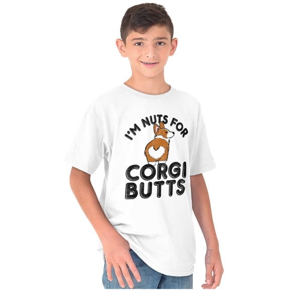 Nuts for Corgis Cute Dog Pets Lover Crewneck T Shirts Boy Girl Teen Brisco Brands X