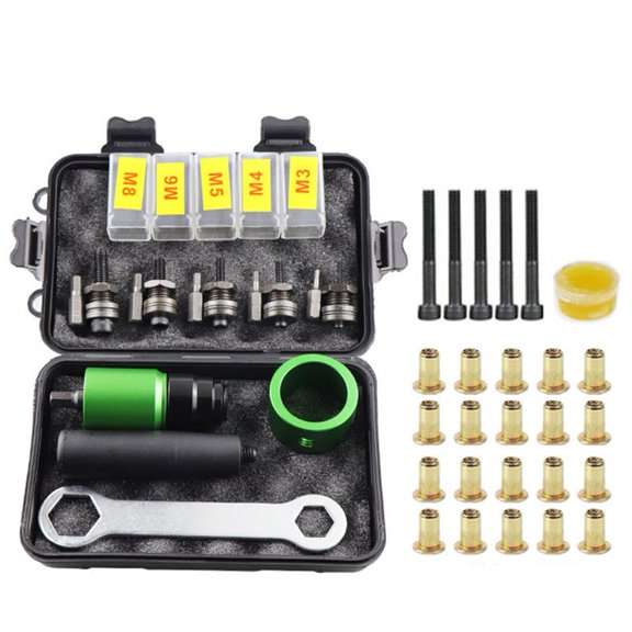 Nutsert Tool Adapter Kit with Electric Rivet Tool and Drill Adapter for Efficient Riveting Insert Nut Installation (3-8)