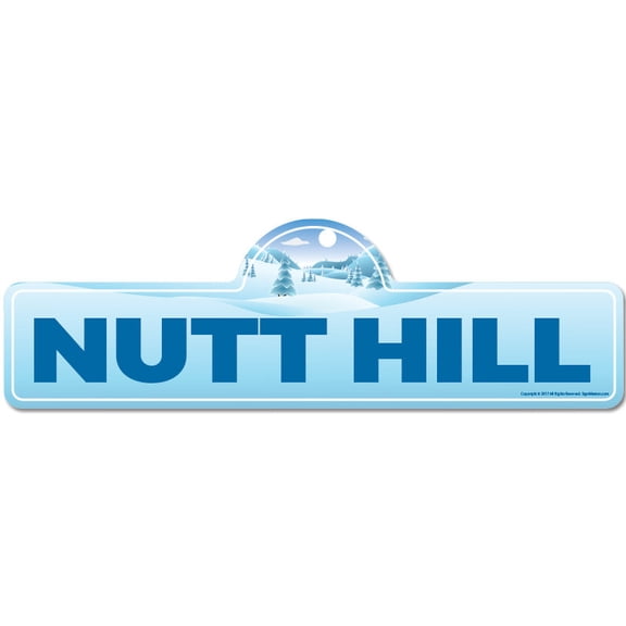 Nutt Hill Street Sign | Indoor/Outdoor | Skiing Skier Snowboarder Décor for Ski Lodge Cabin Mountian House | SignMission personalized gift
