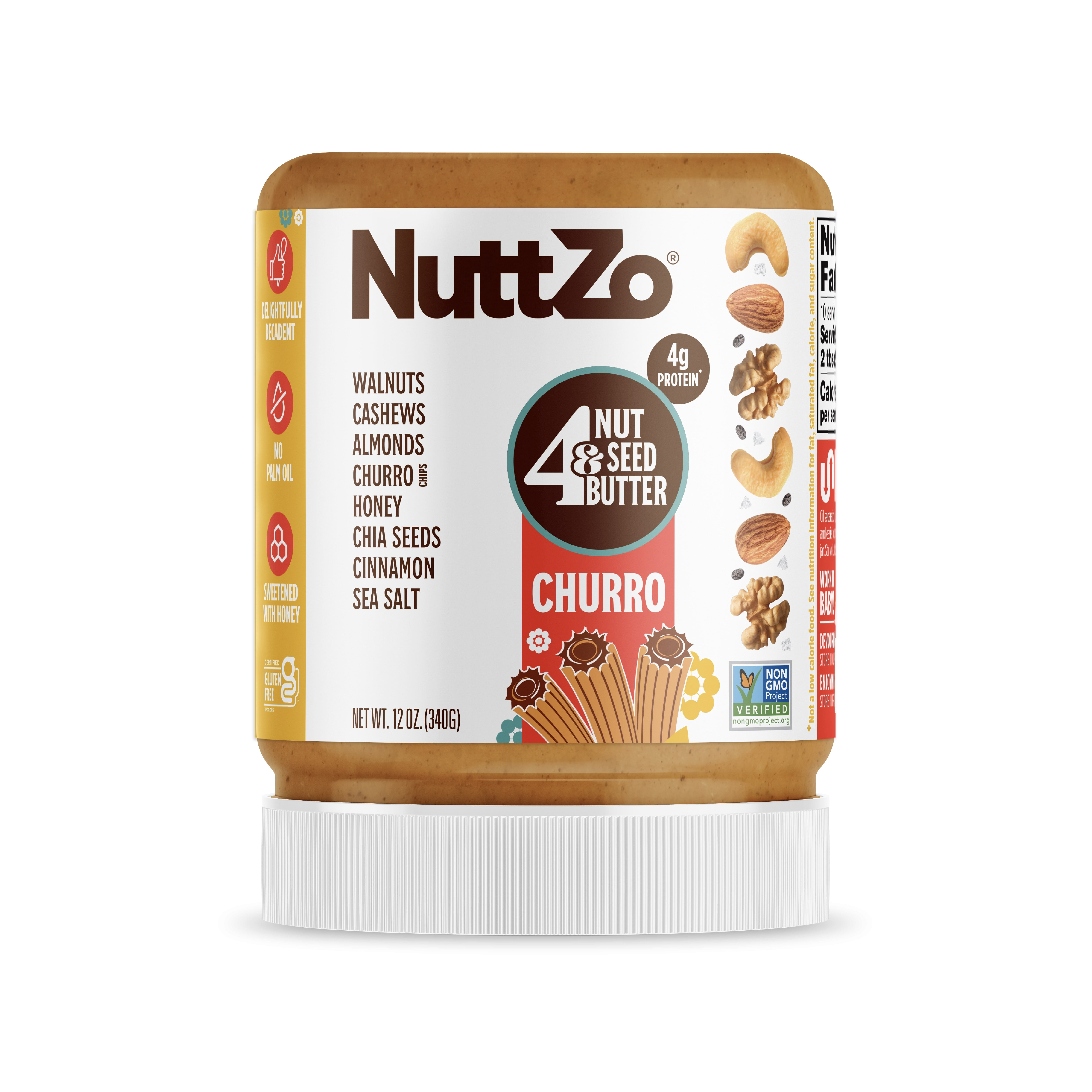 NuttZo Churro Natural Power Fuel 4 Nuts & Seeds Butter 12oz