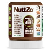 NuttZo, Dark Chocolate Almond Coconut Keto Crunchy Nut Butter, Plant-Based, No Palm Oil,12 oz Jar