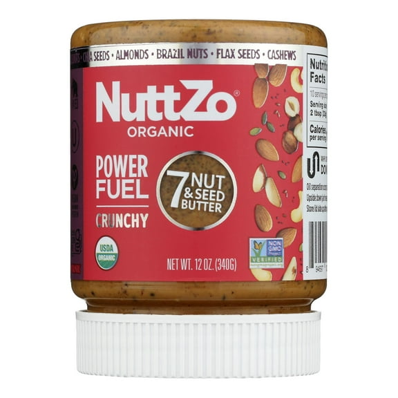 NuttZo Seven Nut & Seed Butter, Power Fuel, Crunchy, Organic-6 x 12 oz