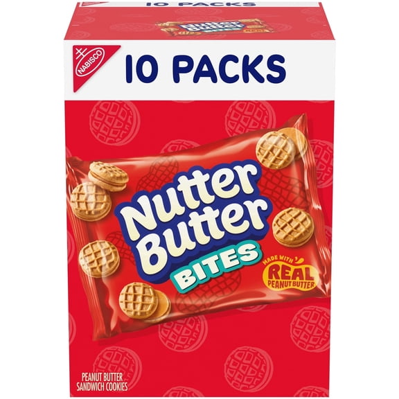 Nutter Butter Bites Peanut Butter Sandwich Cookies, 10 Snack Packs