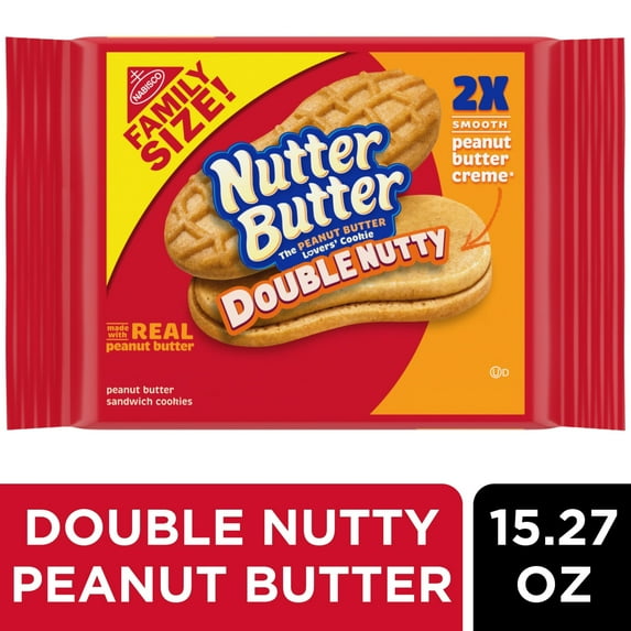 Nutter Butter Double Nutty Peanut Butter Sandwich Cookies, Family Size,(1PACK)