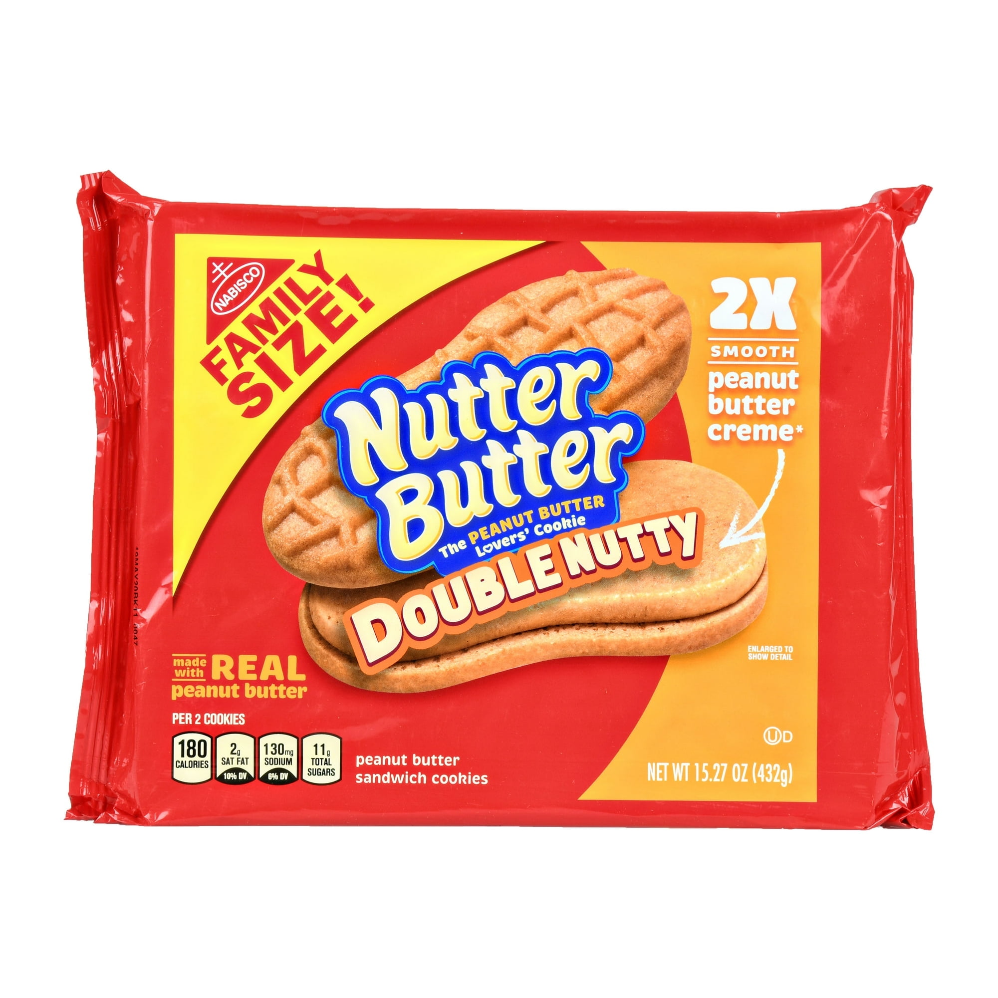 Nutter Butter Double Nutty Peanut Butter Sandwich Cookies, Family Size,1PACK