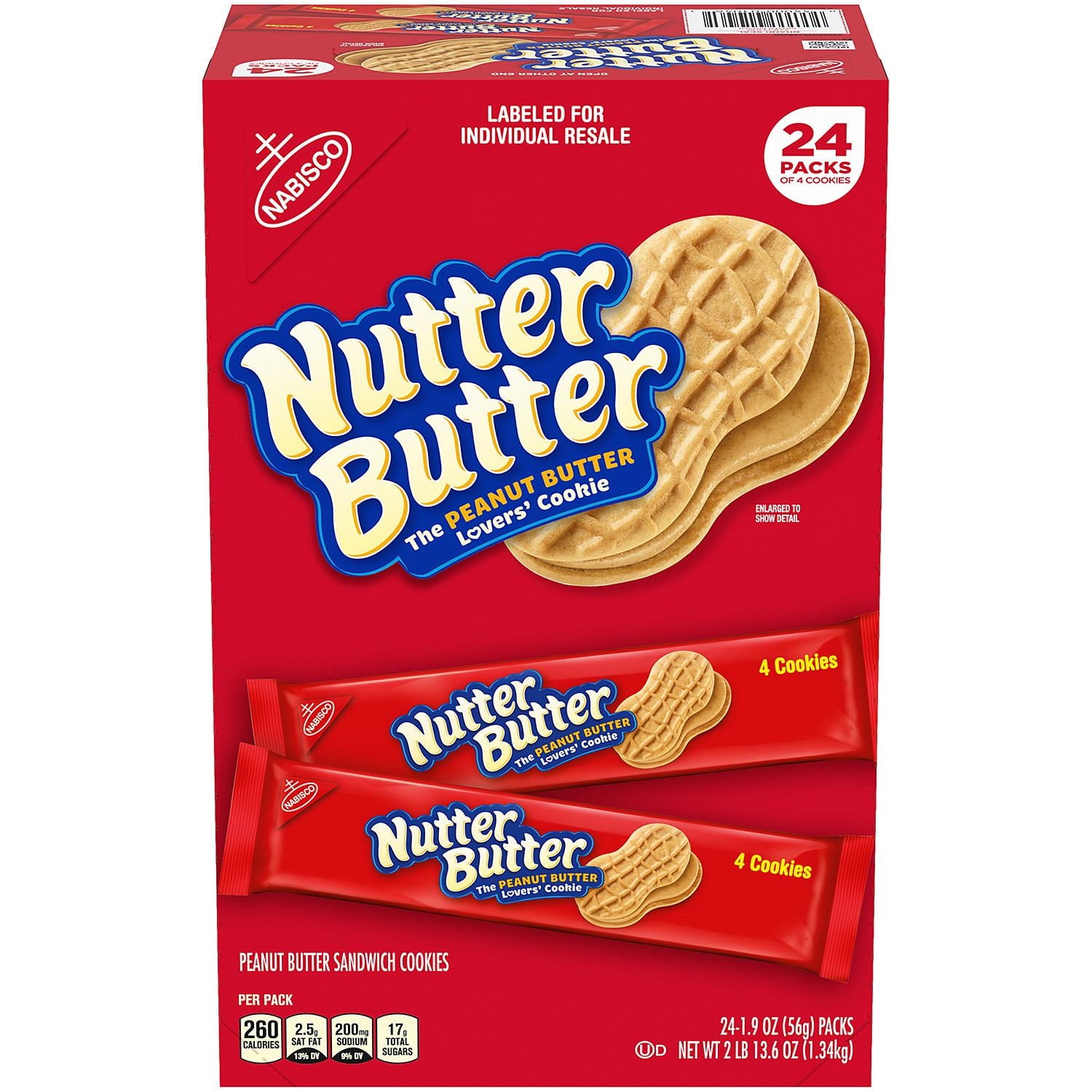 Nutter Butter Peanut Butter Sandwich Cookies 24Pks x 4 Cookies