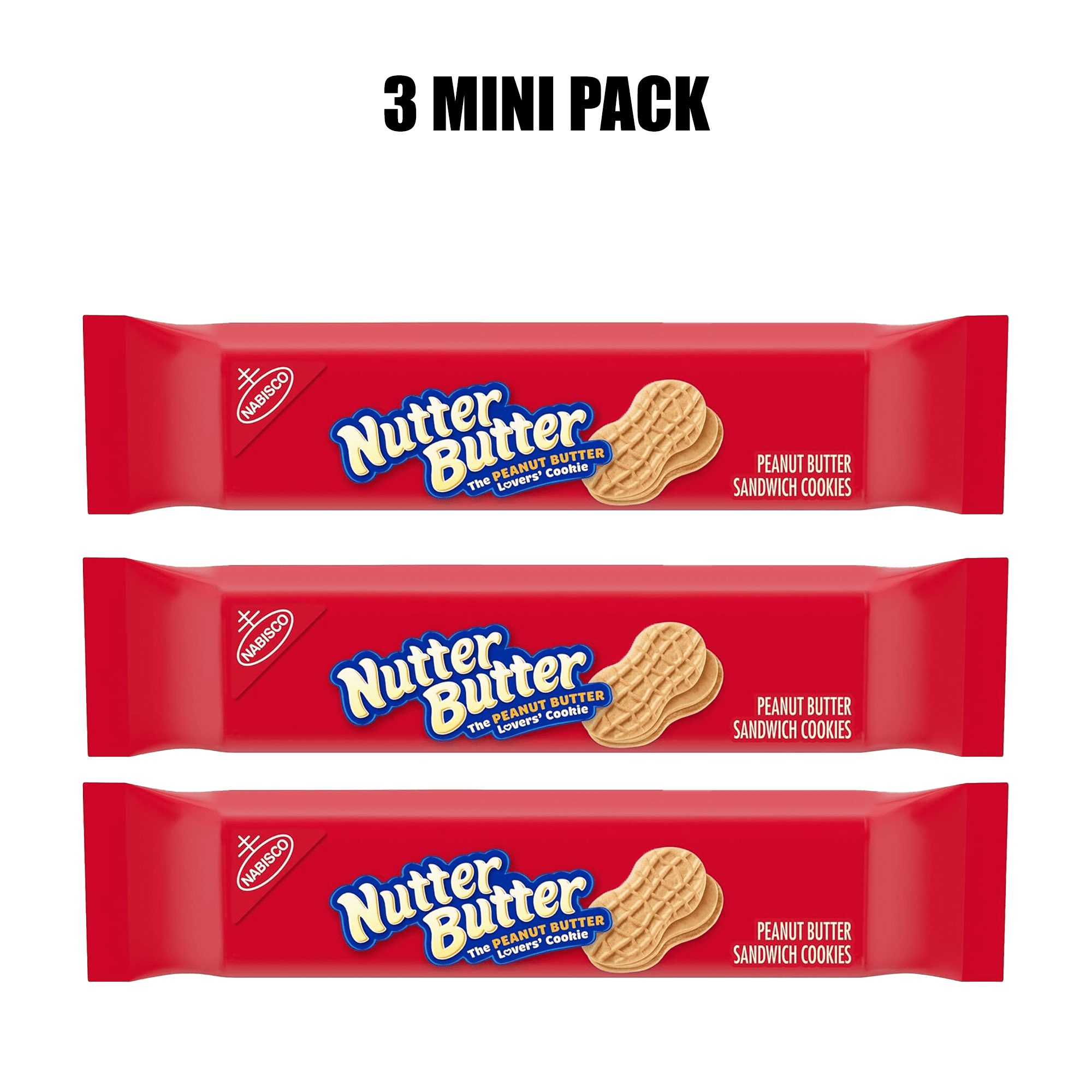 Nutter Butter Peanut Butter Sandwich Cookies for Snack Time, 1.9 Oz, 3 Mini Pack of Cookies