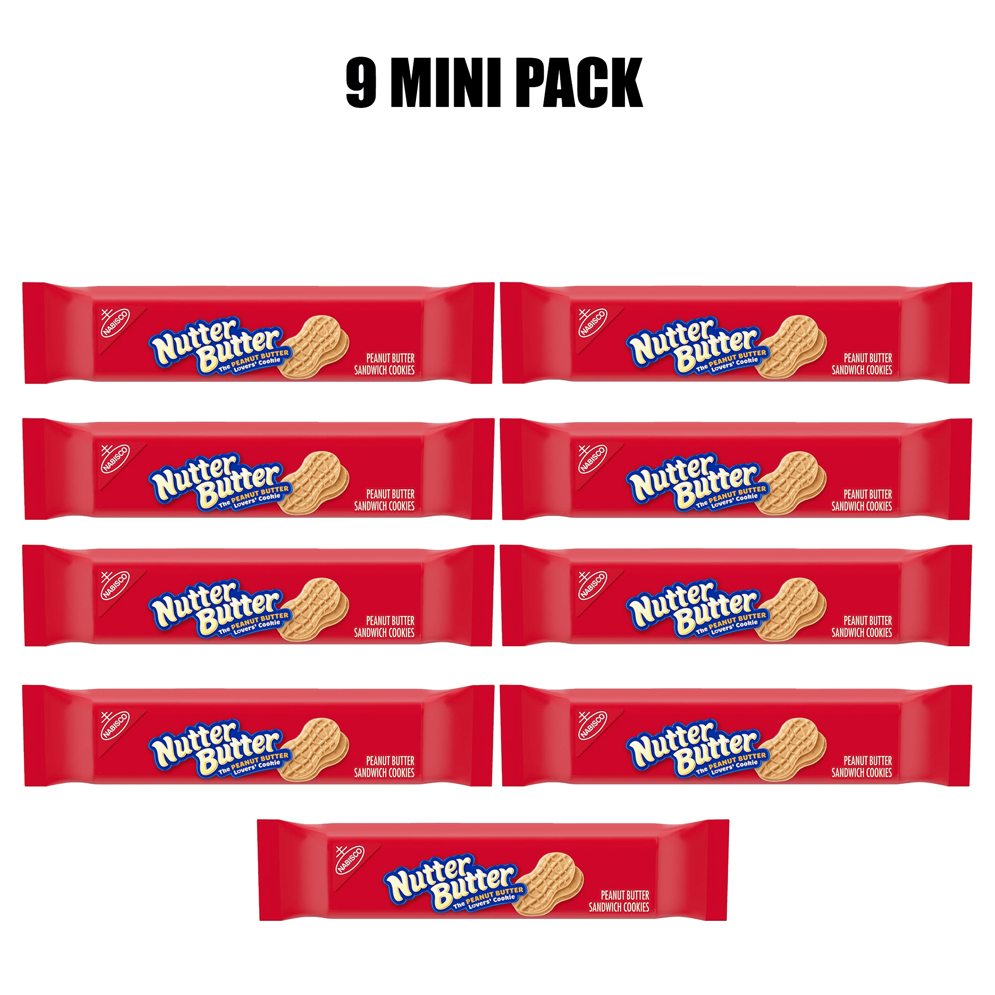Nutter Butter Peanut Butter Sandwich Cookies for Snack Time, 1.9 Oz, 9 Mini Pack of Cookies