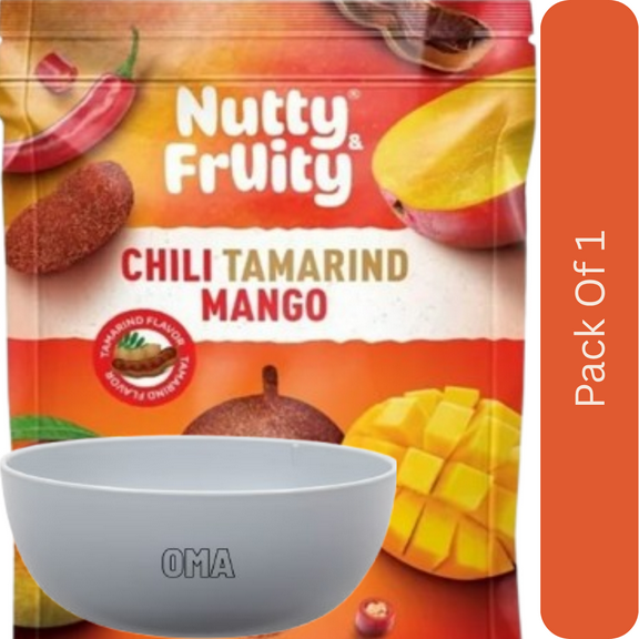 Nutty & Fruity Chili Tamarind Mango, Sweet & Spicy Dried Fruit Snack, 28 oz. With White Bowl By OMA