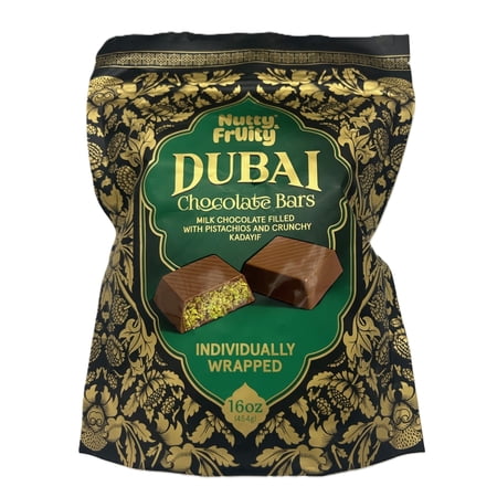 Nutty Fruity Dubai Chocolate Bars – Individually Wrapped, 16oz Bag (1-Pack)
