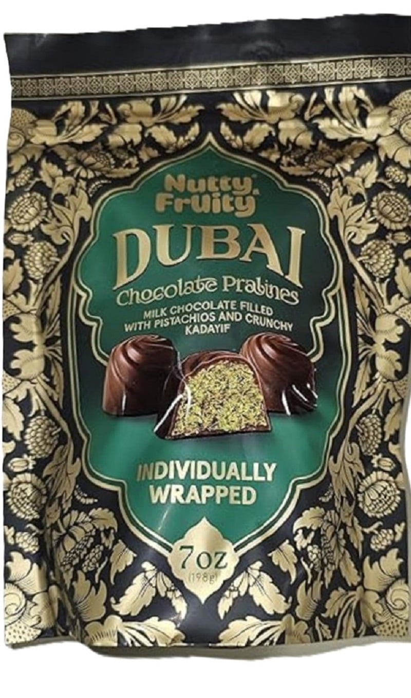 Nutty Fruity Dubai Chocolate Bars – Individually Wrapped, 7oz Bag (1-Pack)
