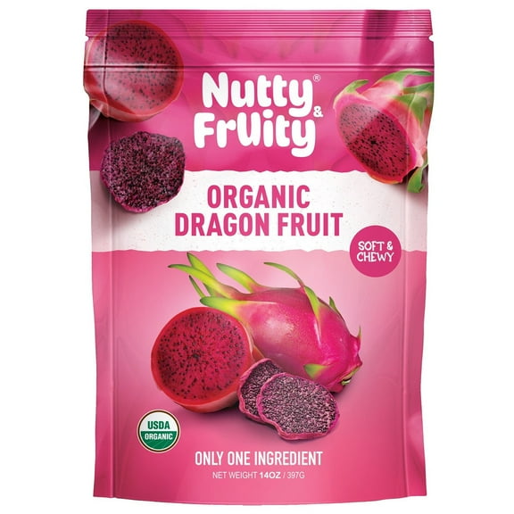 Nutty & Fruity Organic Dragon Fruit, Only One Ingredient, Soft & Chewy, Net wt. 14 ounce (397g)