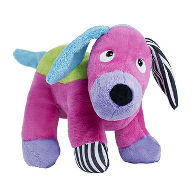 Nutty Mutts Green Blue and Pink Patched Dog Plush Toy - By Ganz
