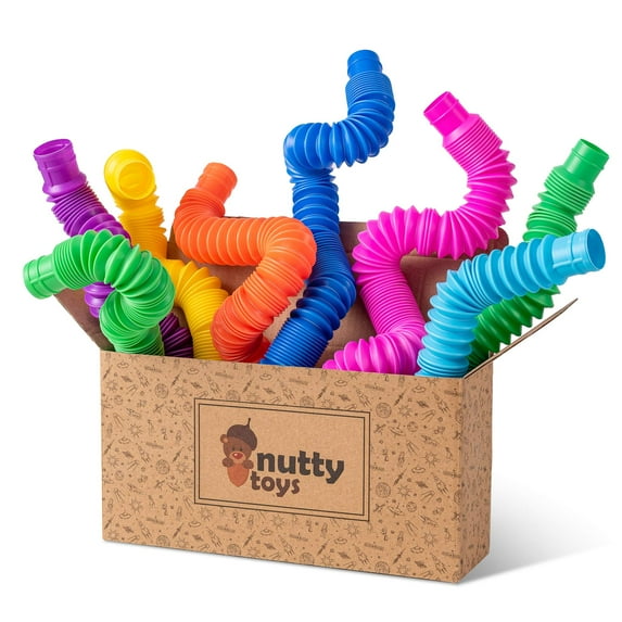 Nutty Toys Pop Tubes - 8 Pack Large Sensory Toys for Toddlers