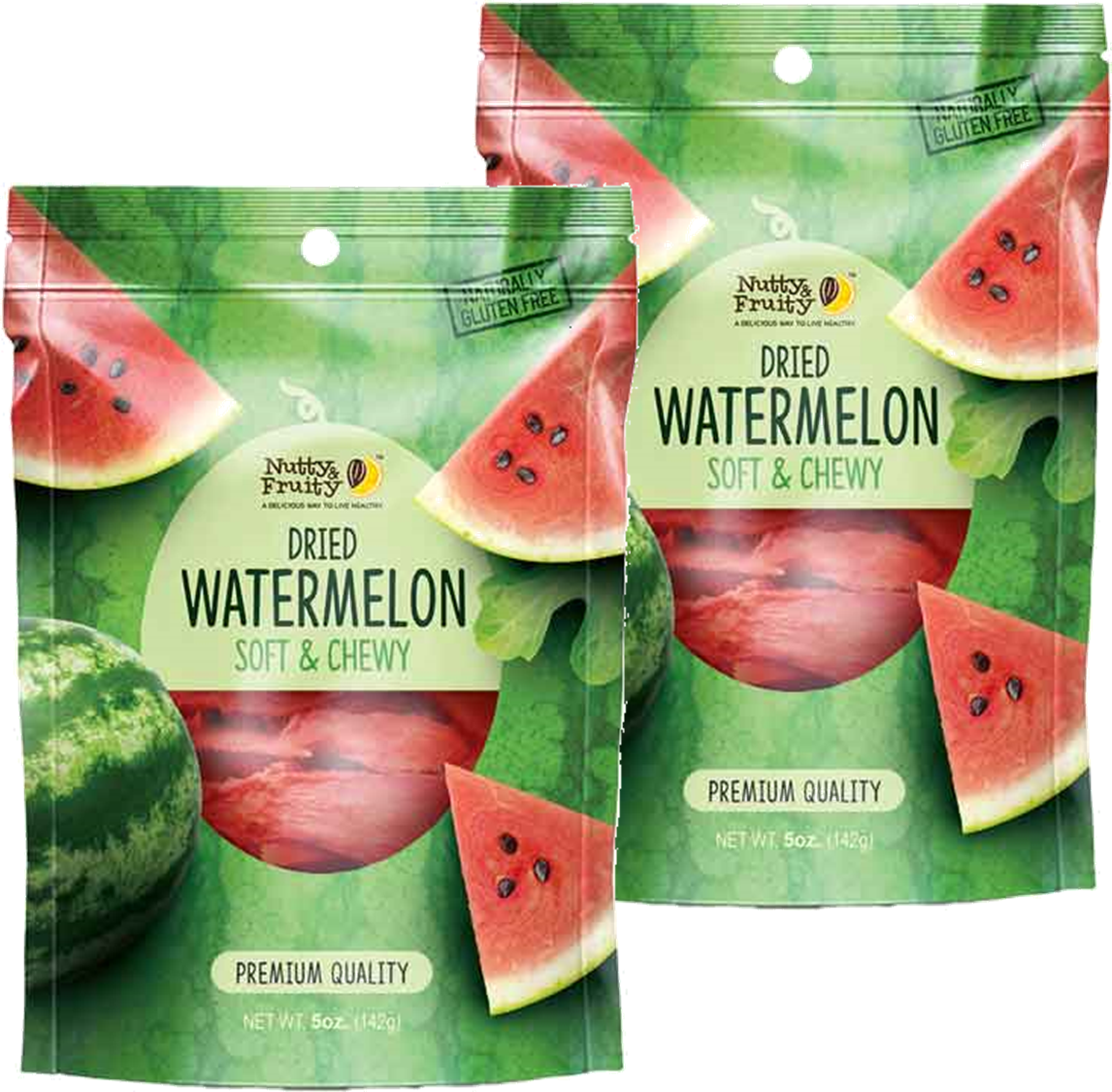Nutty & Fruity Soft & Chewy Dried Watermelon, 2Pack 5 oz. (142g