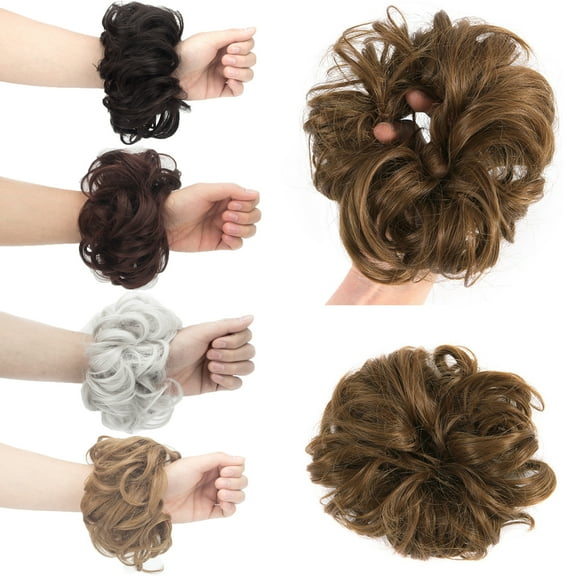 Nutural Donut Hair Extensions Hairpiece Wig Hair Bun Extensions Messy Curly Hair Scrunchies Hairpieces Synthetic Donut Updo Hair Pieces